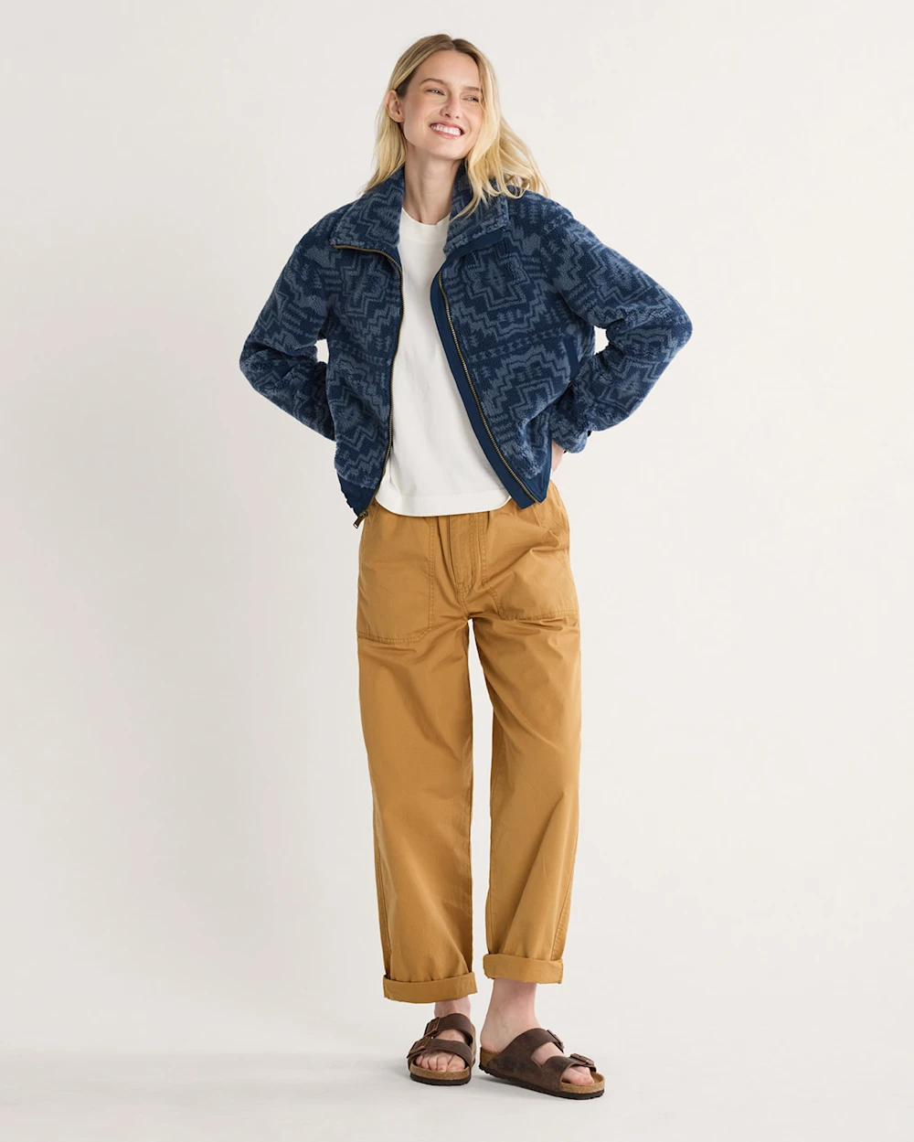 WOMEN'S HEATHER ZIP-FRONT FLEECE JACKET