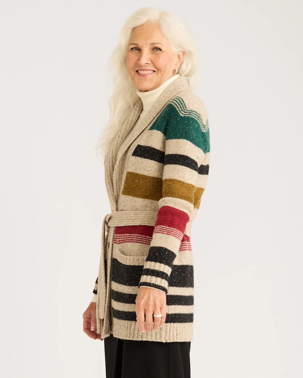 WOMEN'S CAMP STRIPE CARDIGAN