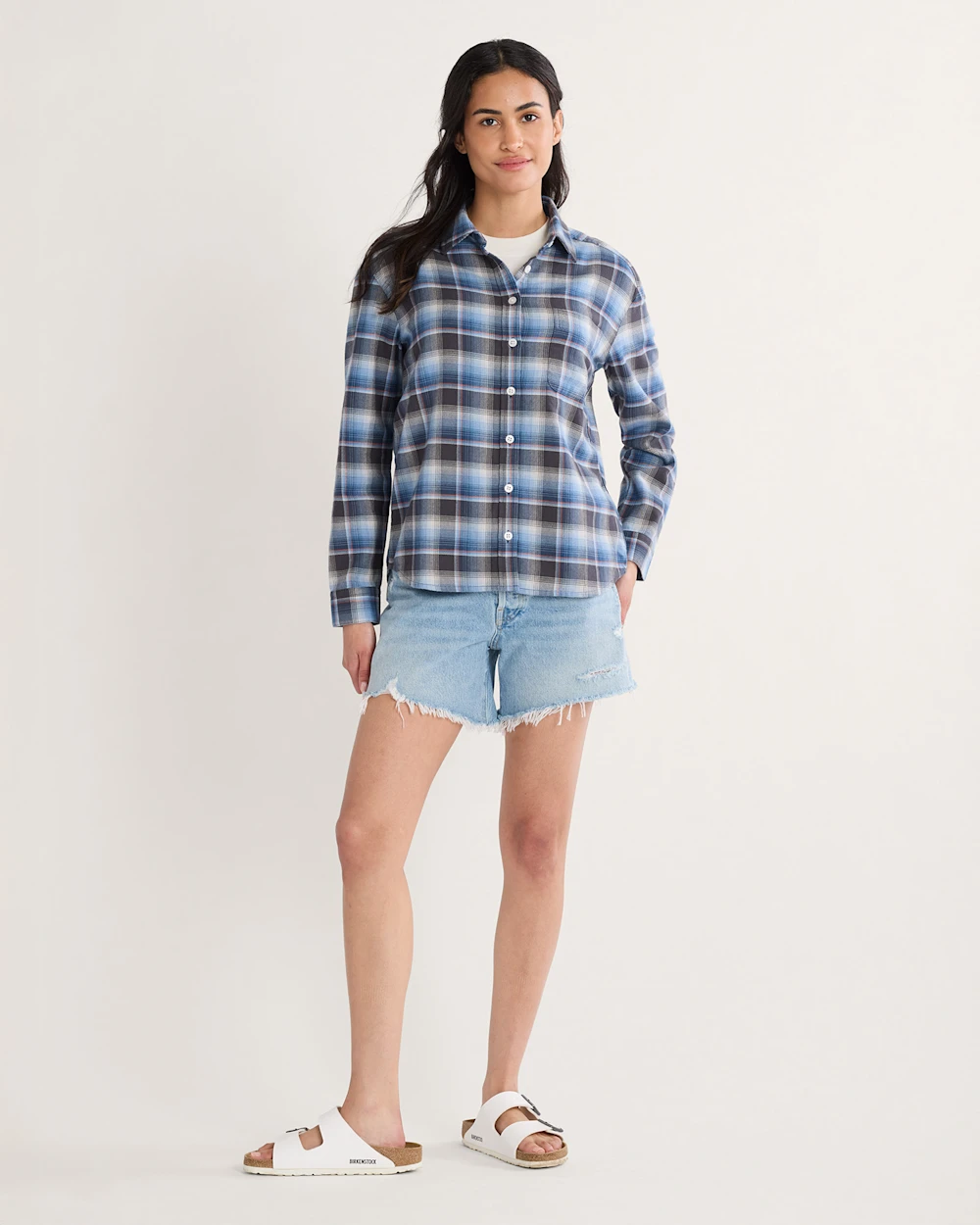 WOMEN'S PLAID BOYFRIEND DOUBLEBRUSHED FLANNEL SHIRT
