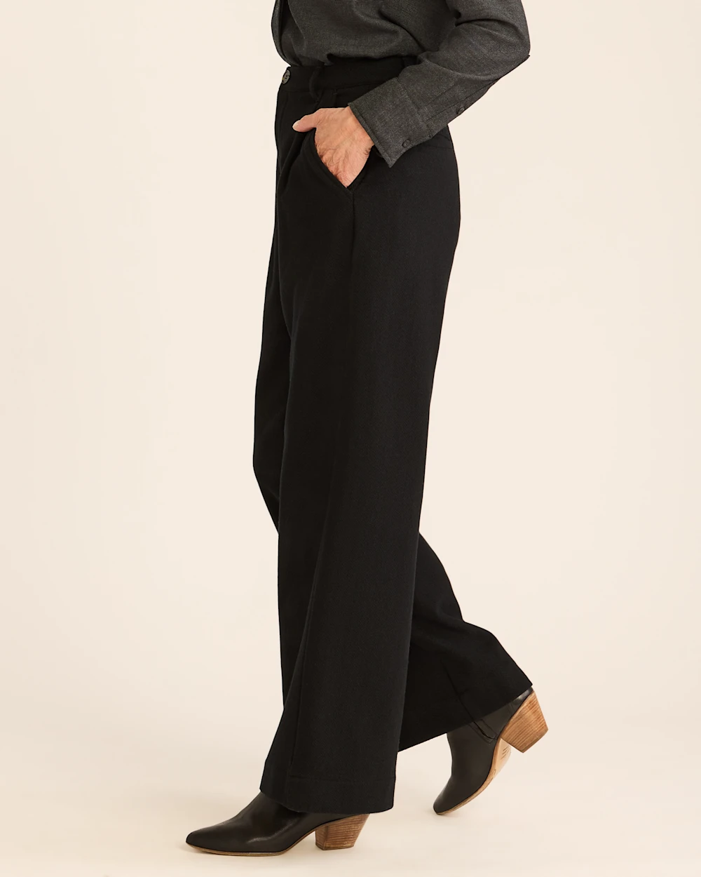 WOMEN'S HERRINGBONE WOOL TROUSERS