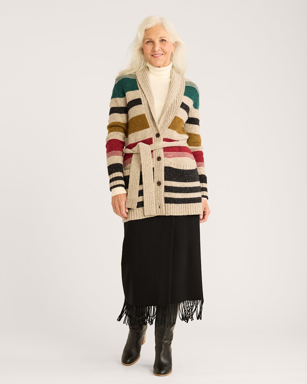 WOMEN'S CAMP STRIPE CARDIGAN