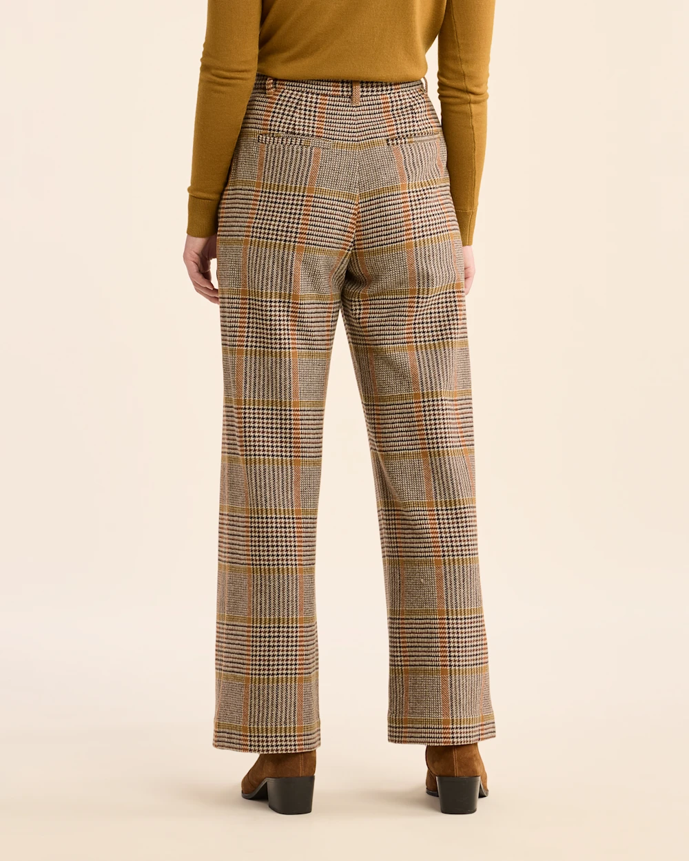 WOMEN'S GLEN PLAID WOOL TROUSERS