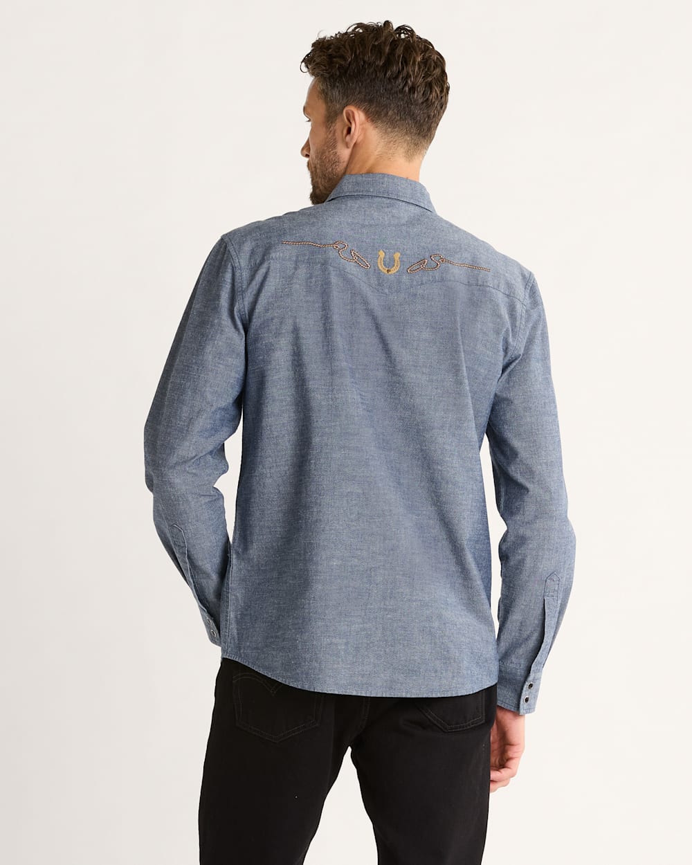 MEN'S RODEO EMBROIDERED CHAMBRAY GAMBLER SHIRT