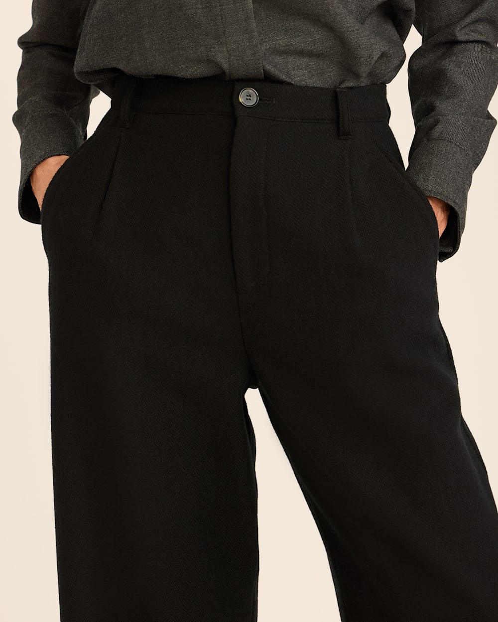 WOMEN'S HERRINGBONE WOOL TROUSERS