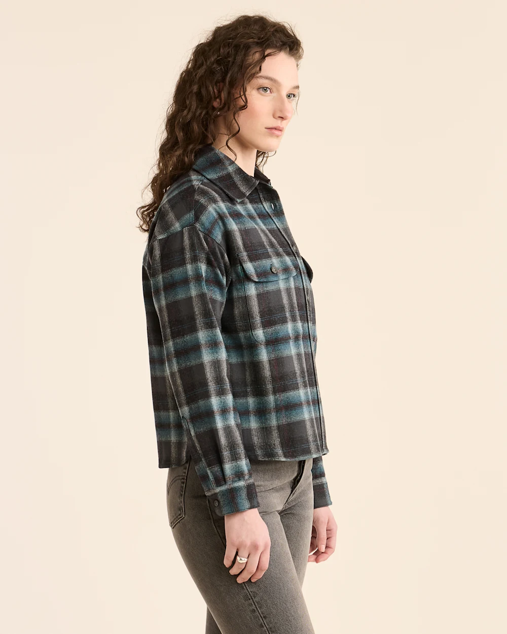 WOMEN'S PLAID CROPPED SHIRT