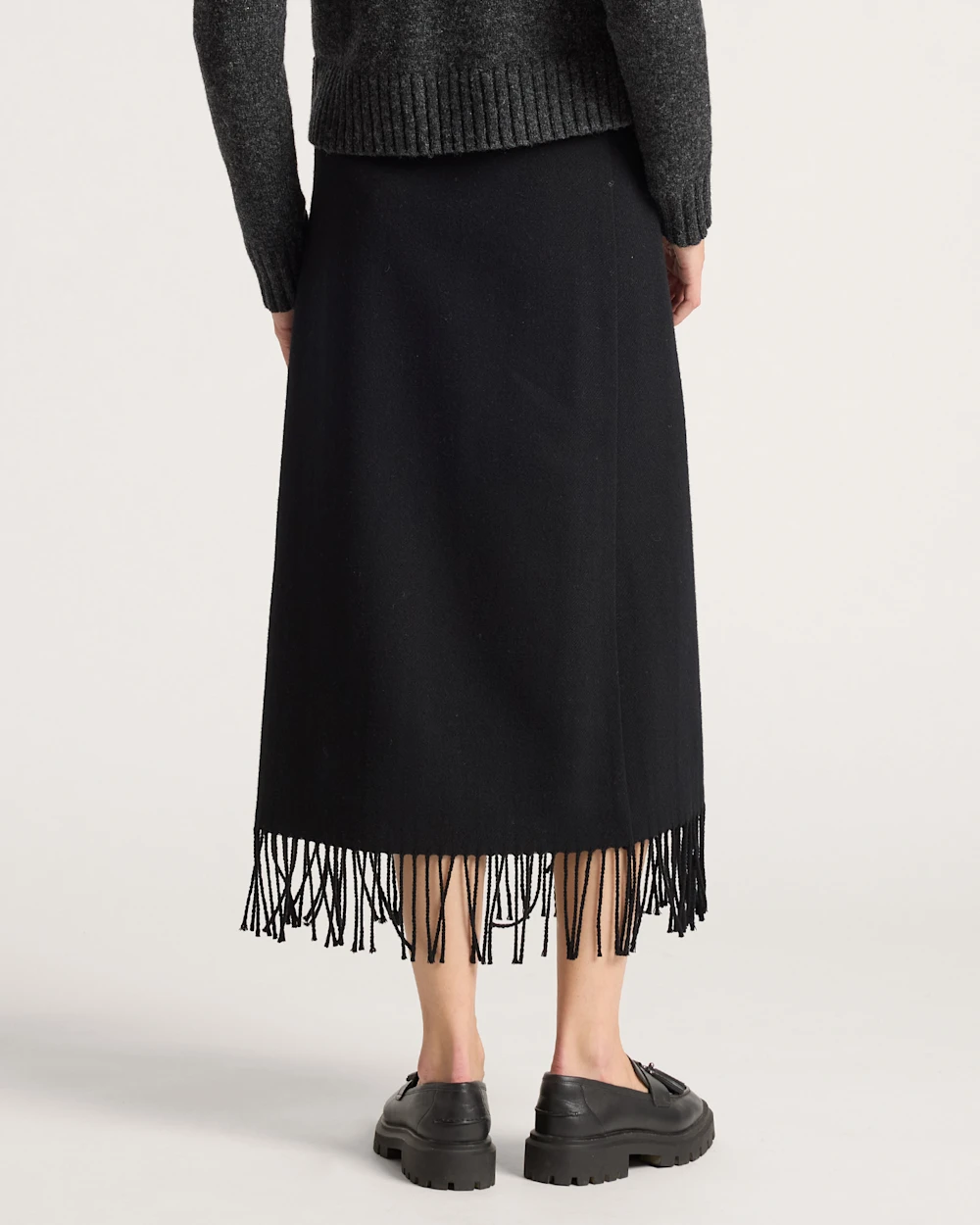 WOMEN'S WOOL FRINGED WRAP SKIRT