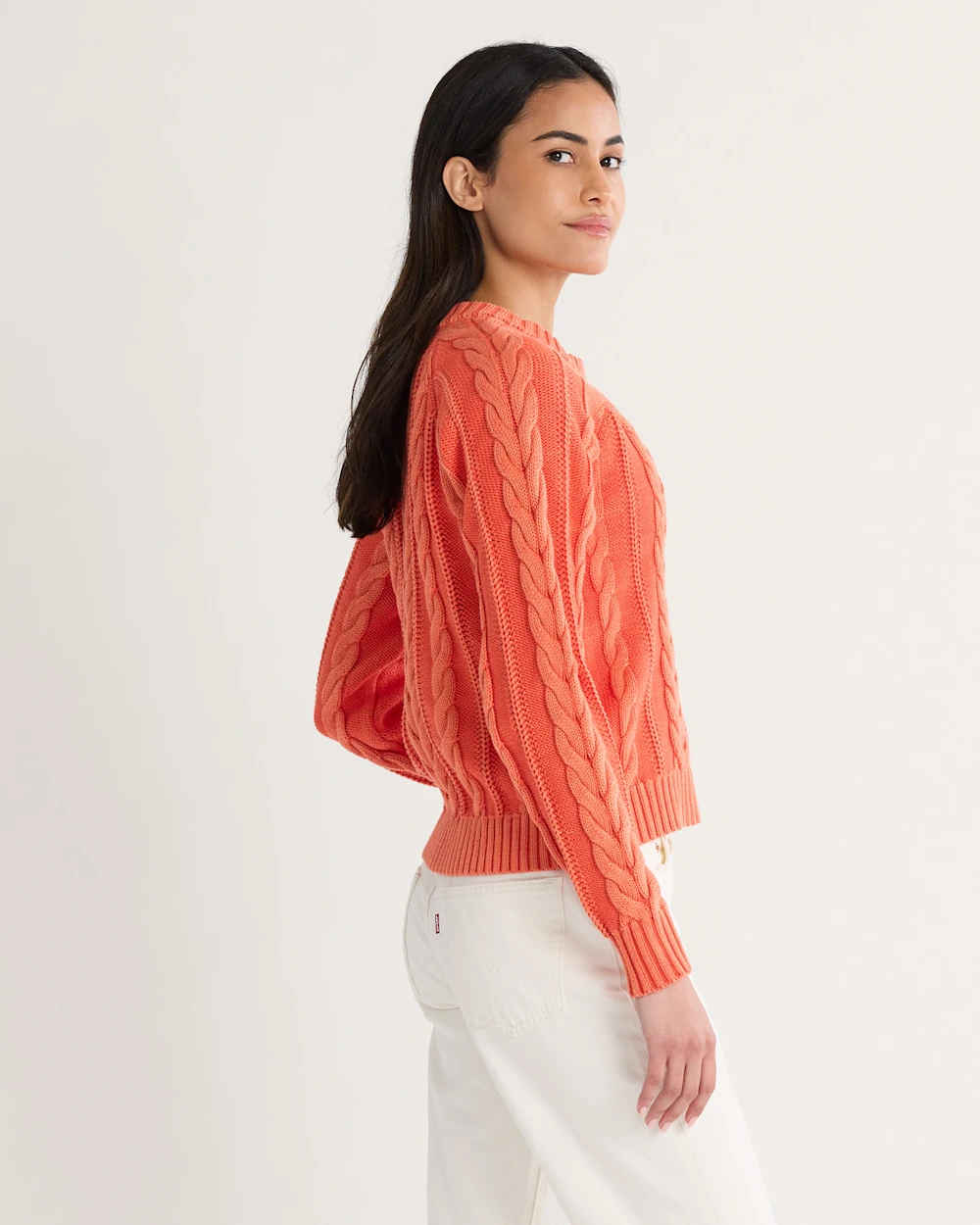 WOMEN'S COTTON CABLE CARDIGAN