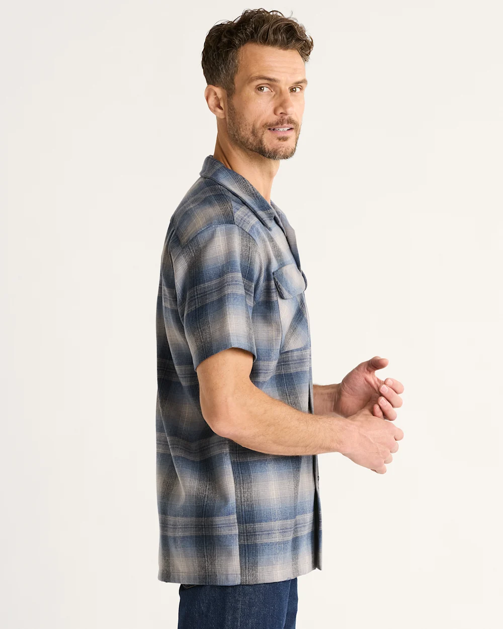MEN'S SHORT-SLEEVE PLAID BOARD SHIRT