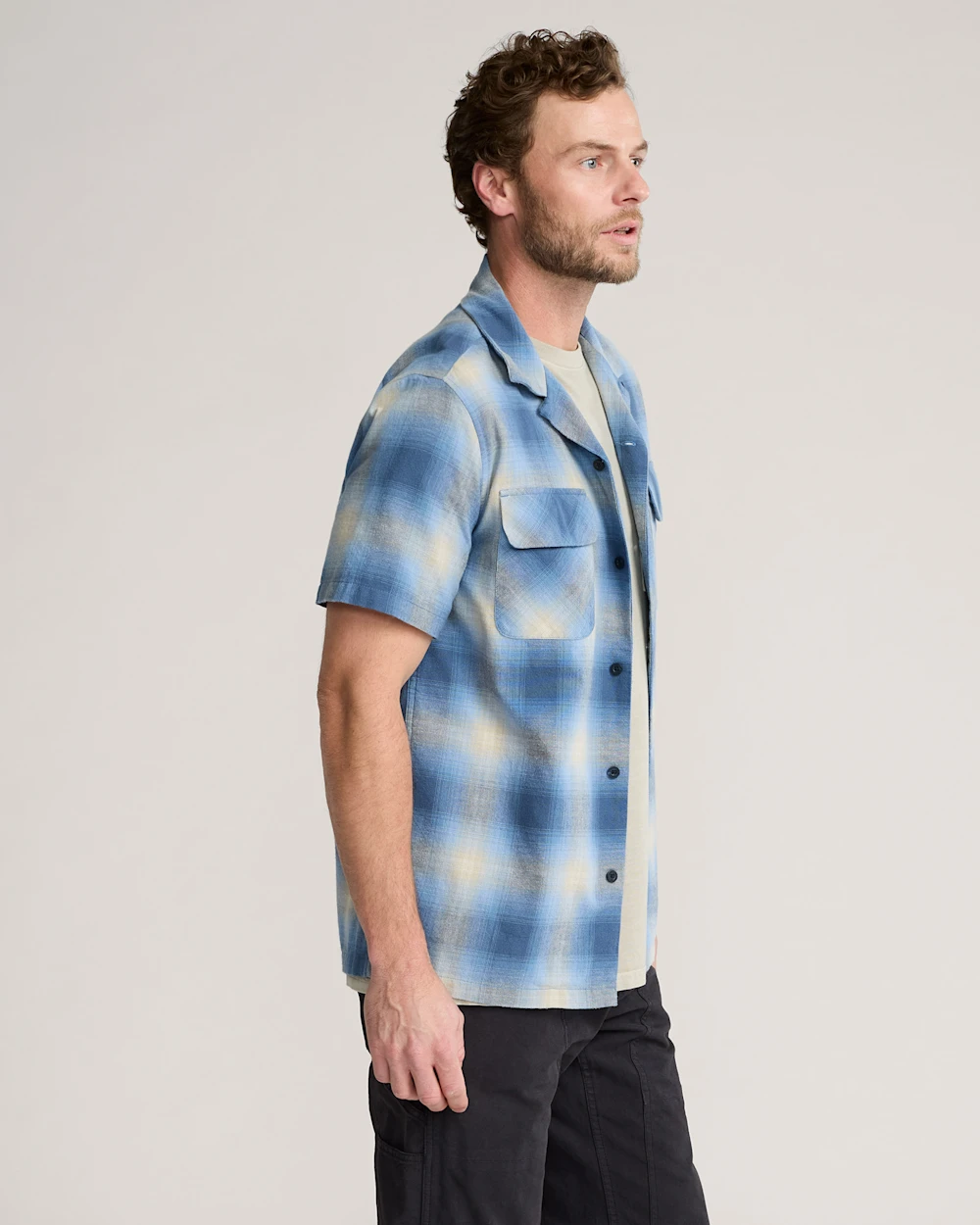 MEN'S SHORT-SLEEVE PLAID COTTON BOARD SHIRT
