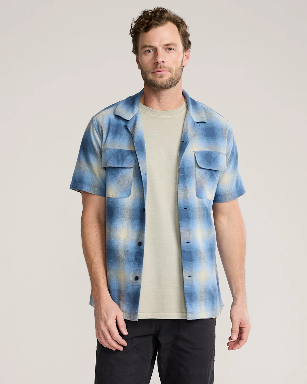 MEN'S SHORT-SLEEVE PLAID COTTON BOARD SHIRT