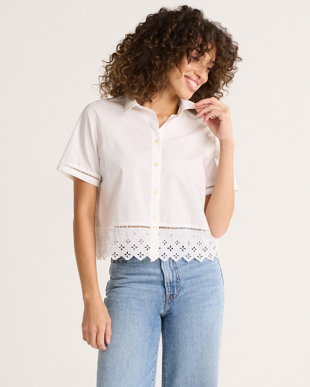 WOMEN'S POPLIN EYELET SHIRT