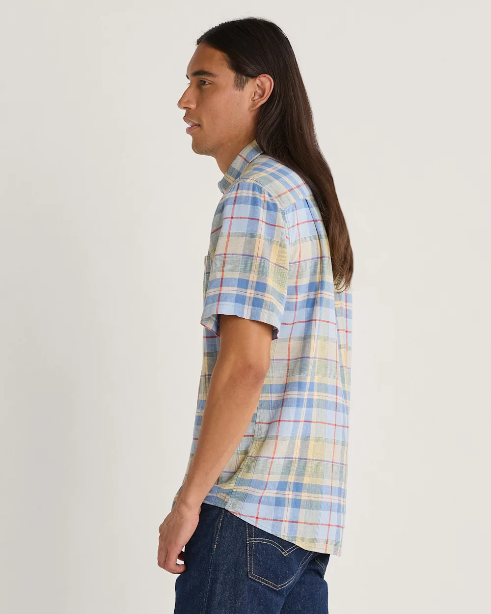 MEN'S PLAID SHORELINE LINEN SHIRT