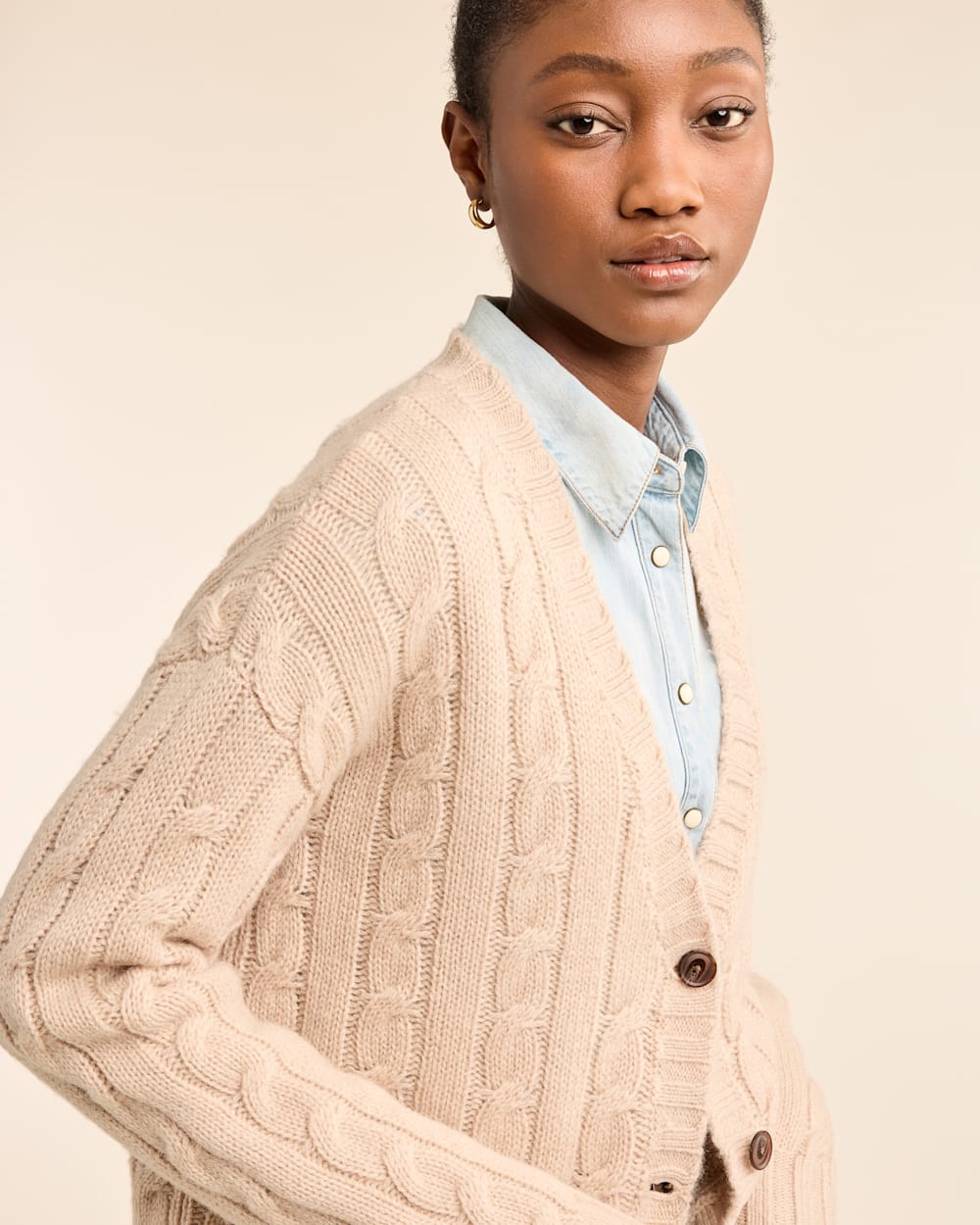 WOMEN'S SHETLAND COLLECTION FISHERMAN CARDIGAN