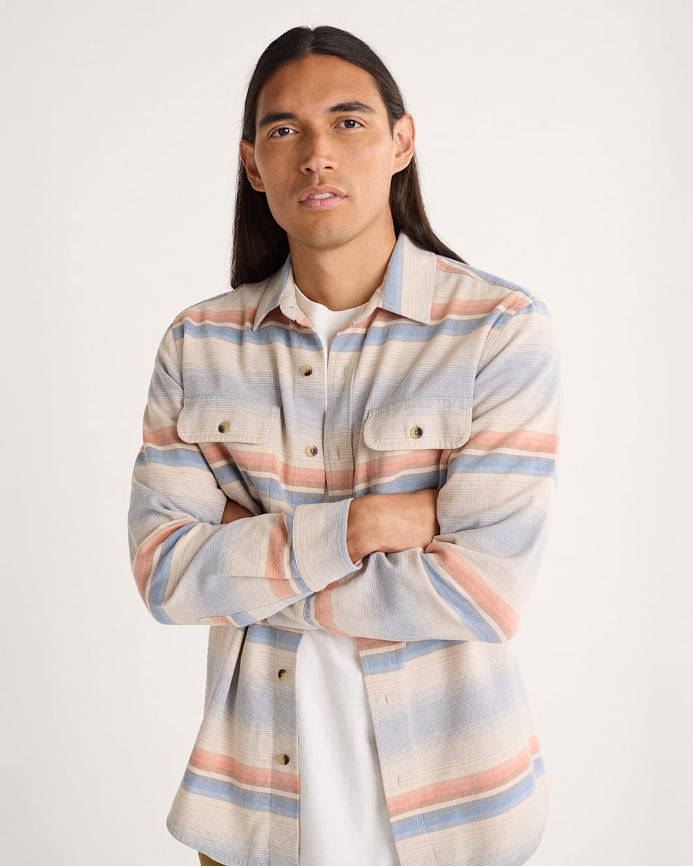 MEN'S STRIPED BEACH SHACK COTTON SHIRT