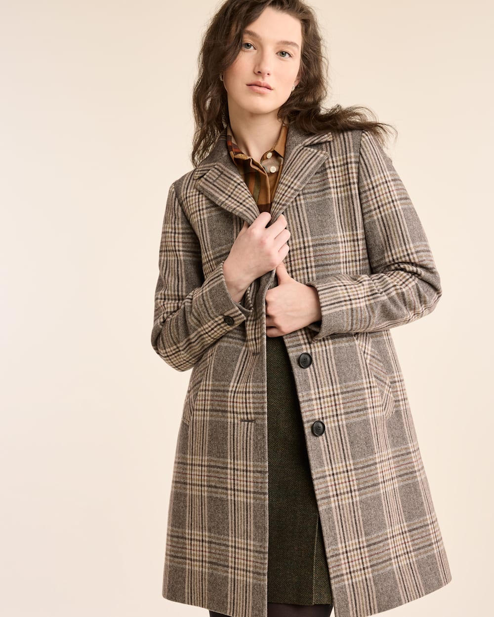 WOMEN'S PLAID LOMBARD WOOL WALKER COAT