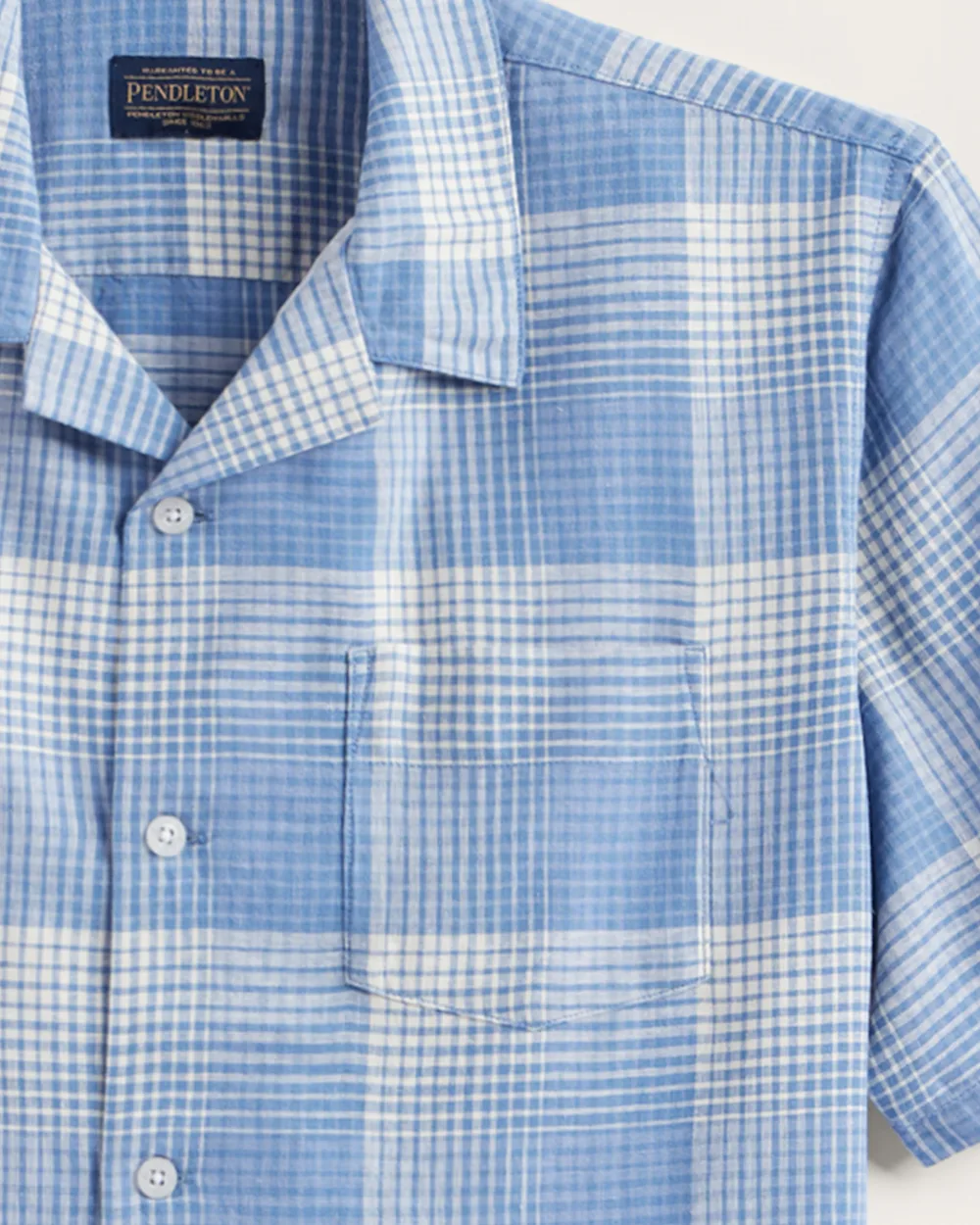 MEN'S PLAID LINEN CAMP SHIRT