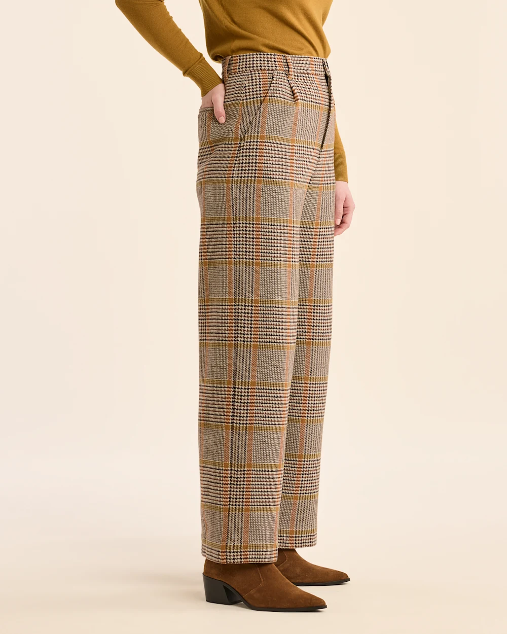 WOMEN'S GLEN PLAID WOOL TROUSERS