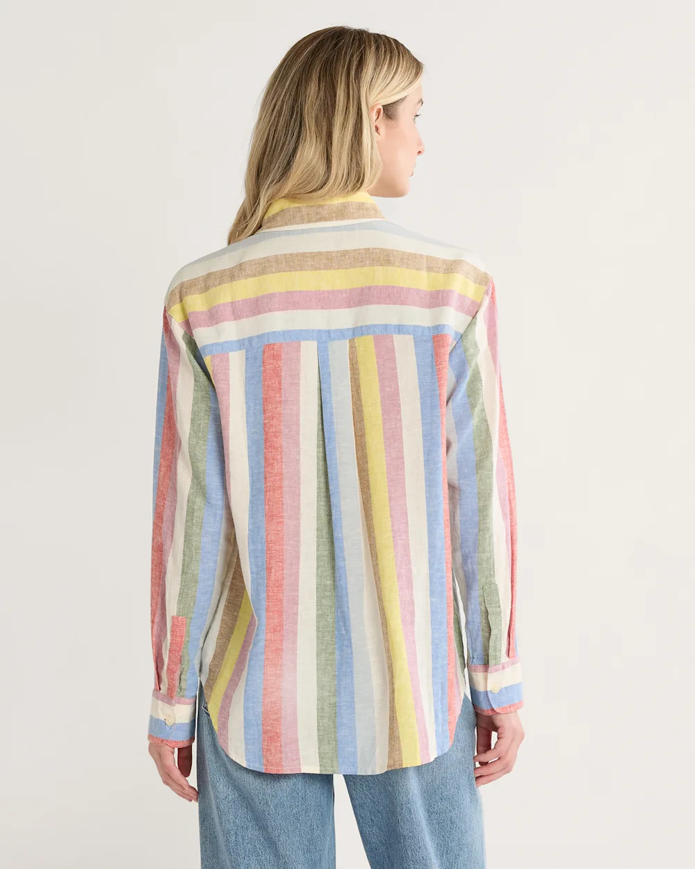 WOMEN'S MULTI STRIPE COASTAL LINEN SHIRT