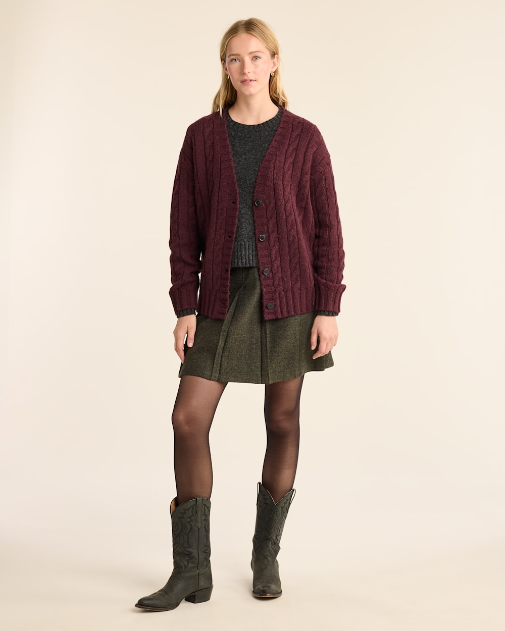 WOMEN'S SHETLAND COLLECTION FISHERMAN CARDIGAN