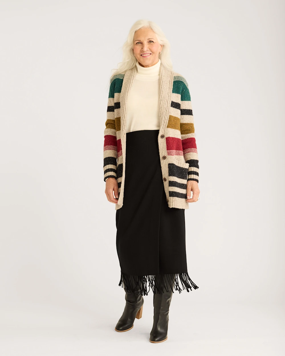 WOMEN'S CAMP STRIPE CARDIGAN