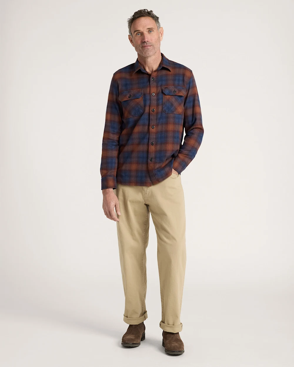 MEN'S PLAID BURNSIDE COTTON FLANNEL SHIRT
