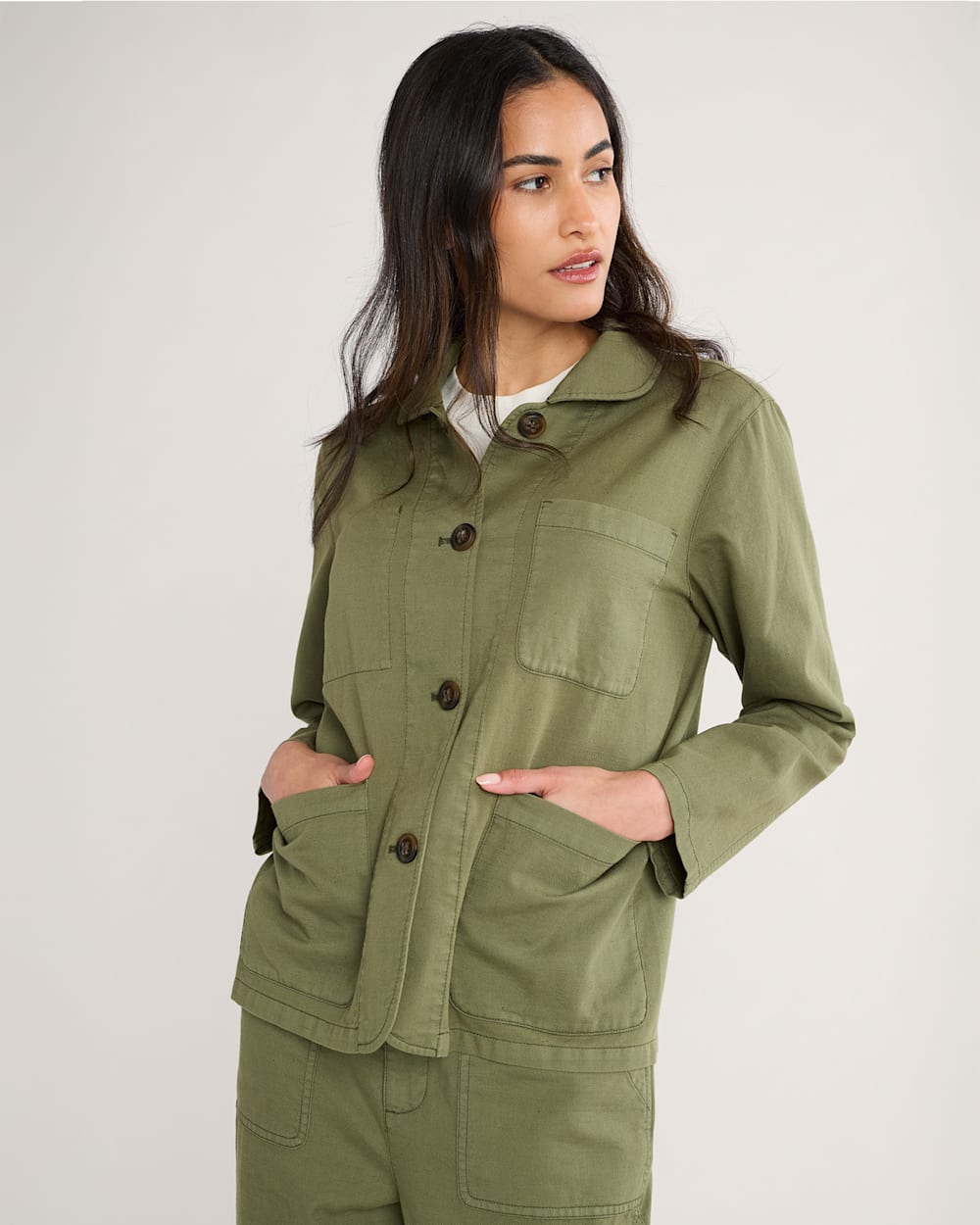 WOMEN'S UTILITY COTTON/LINEN CHORE JACKET