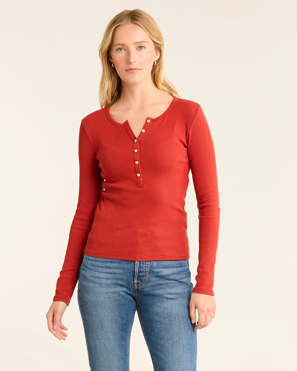 WOMEN'S LONG-SLEEVE PIMA COTTON HENLEY