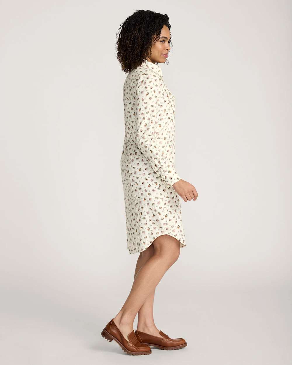 WOMEN'S FLORAL COTTON TWILL GAMBLER SHIRT DRESS