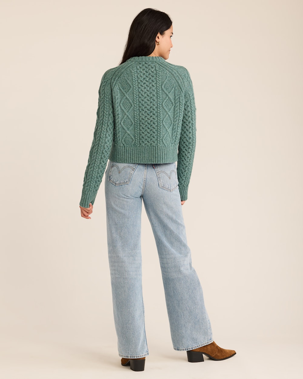 WOMEN'S SHETLAND COLLECTION FISHERMAN SWEATER