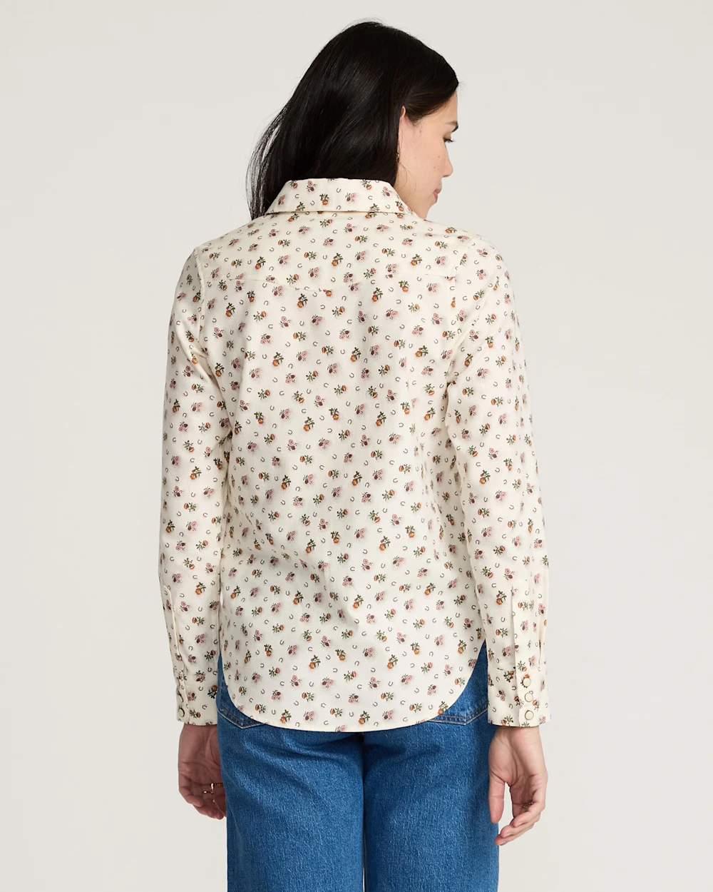 WOMEN'S FLORAL COTTON TWILL GAMBLER SHIRT