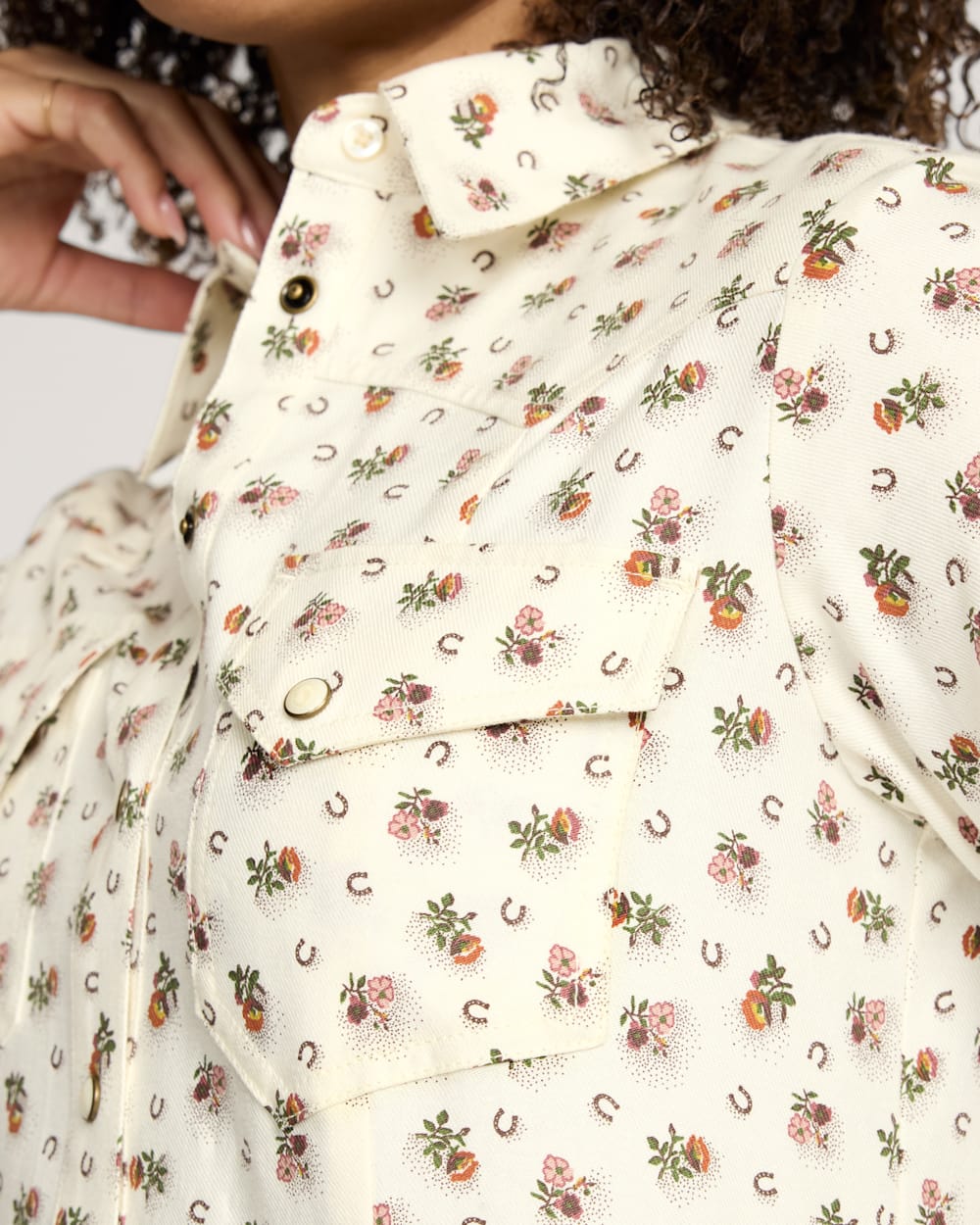 WOMEN'S FLORAL COTTON TWILL GAMBLER SHIRT DRESS