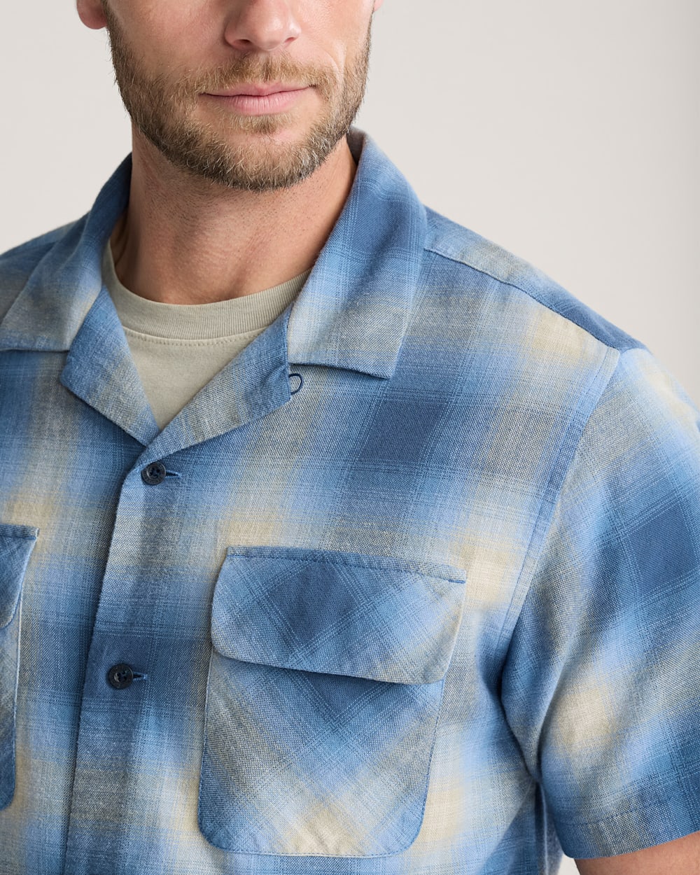 MEN'S SHORT-SLEEVE PLAID COTTON BOARD SHIRT
