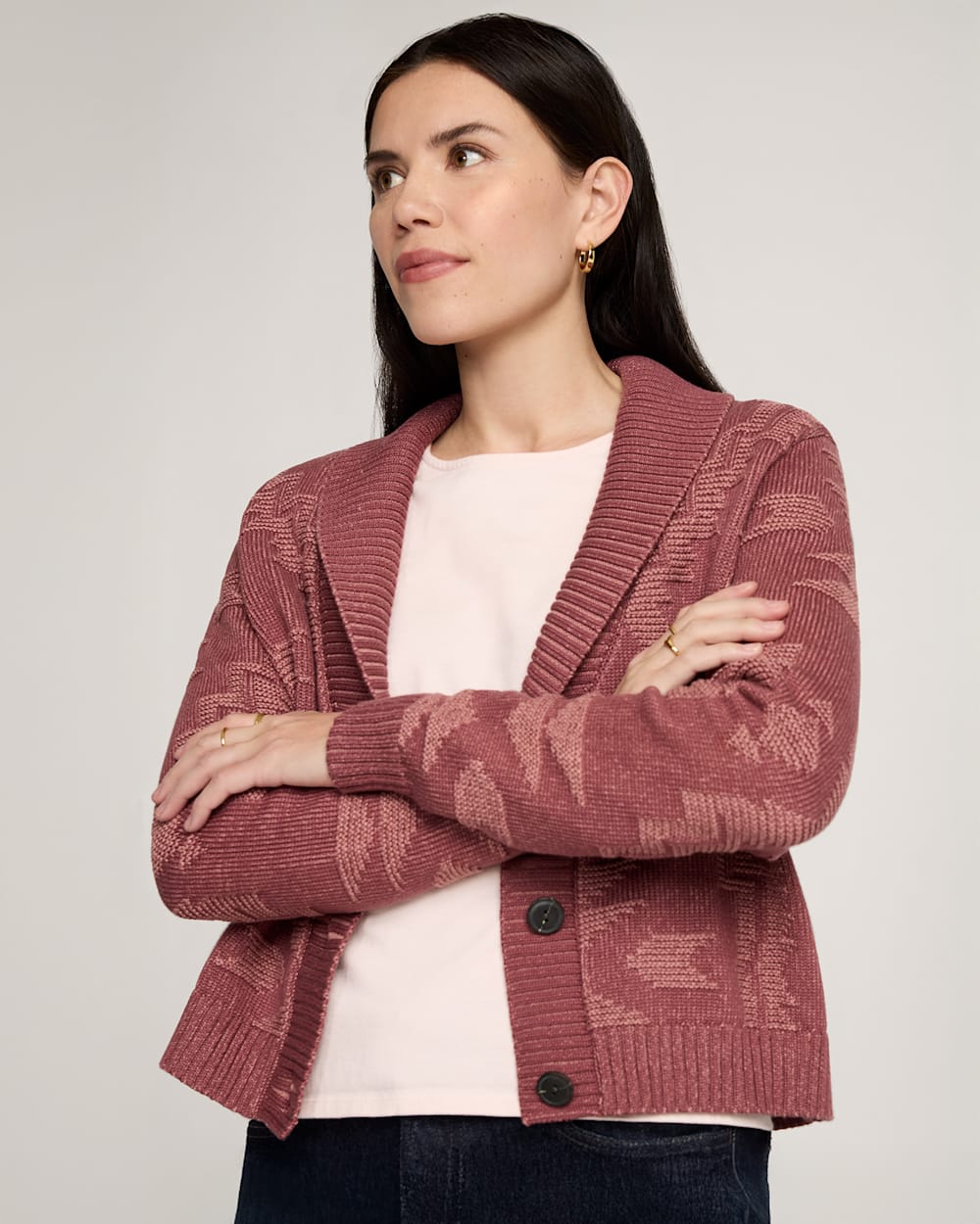 WOMEN'S TEXTURED COTTON CARDIGAN