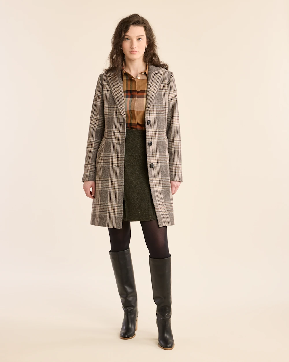 WOMEN'S PLAID LOMBARD WOOL WALKER COAT