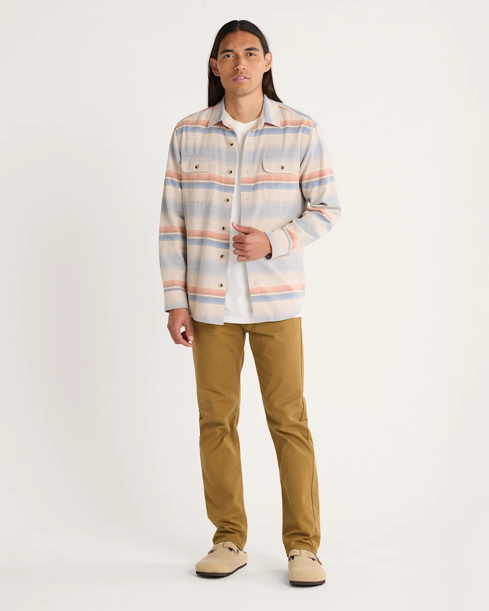 MEN'S STRIPED BEACH SHACK COTTON SHIRT