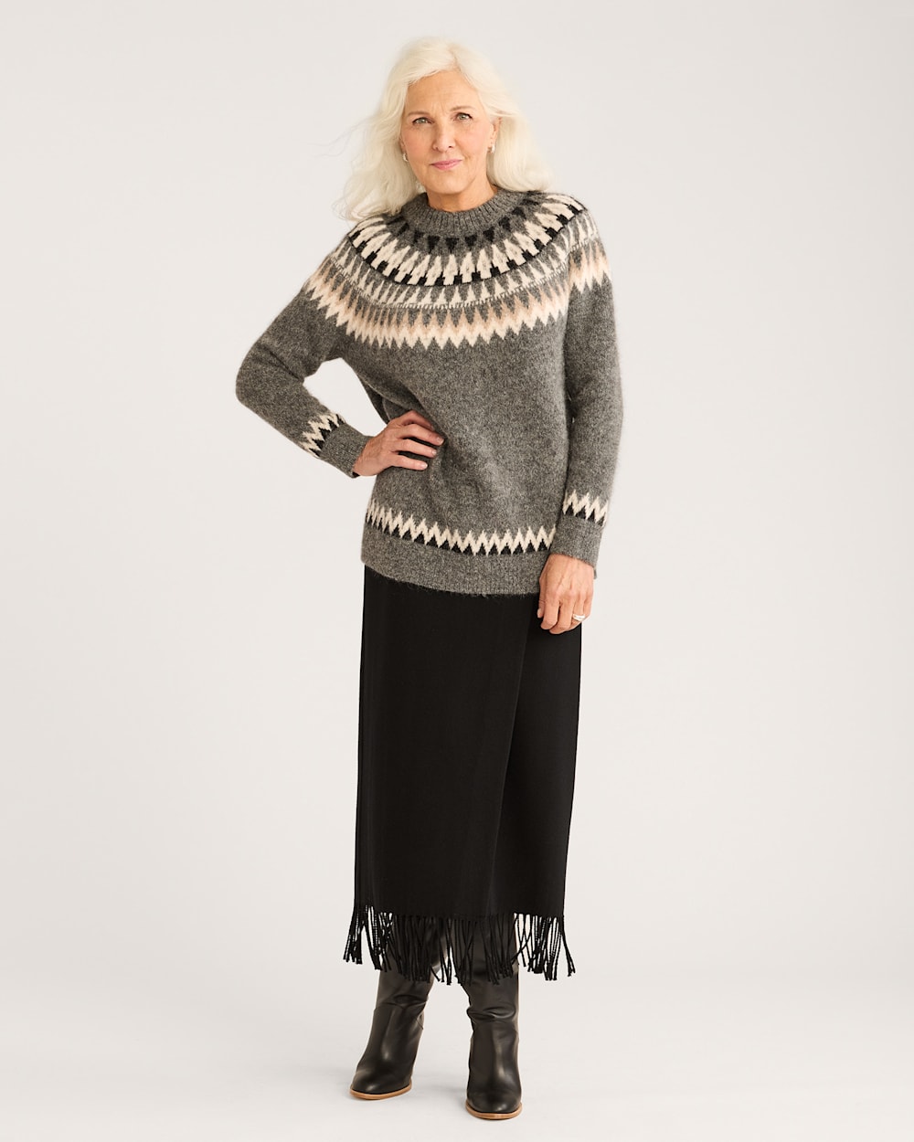 WOMEN'S OVERSIZED ALPACA FAIR ISLE SWEATER