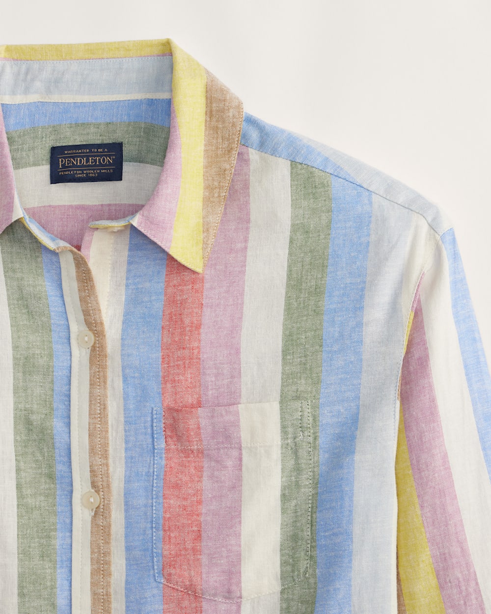 WOMEN'S MULTI STRIPE COASTAL LINEN SHIRT