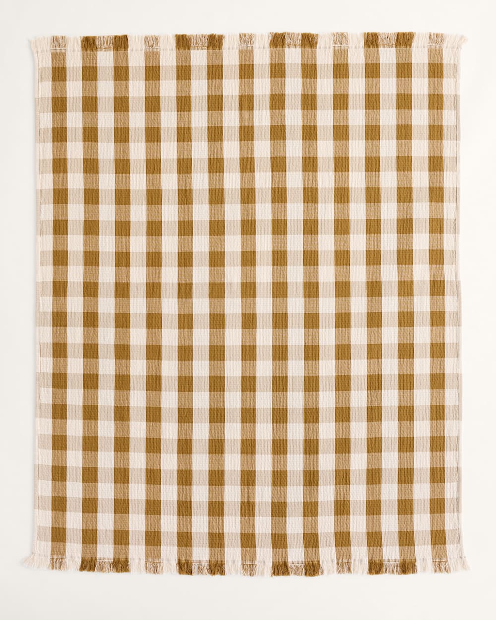 BLOCK PLAID ORGANIC COTTON FRINGED THROW