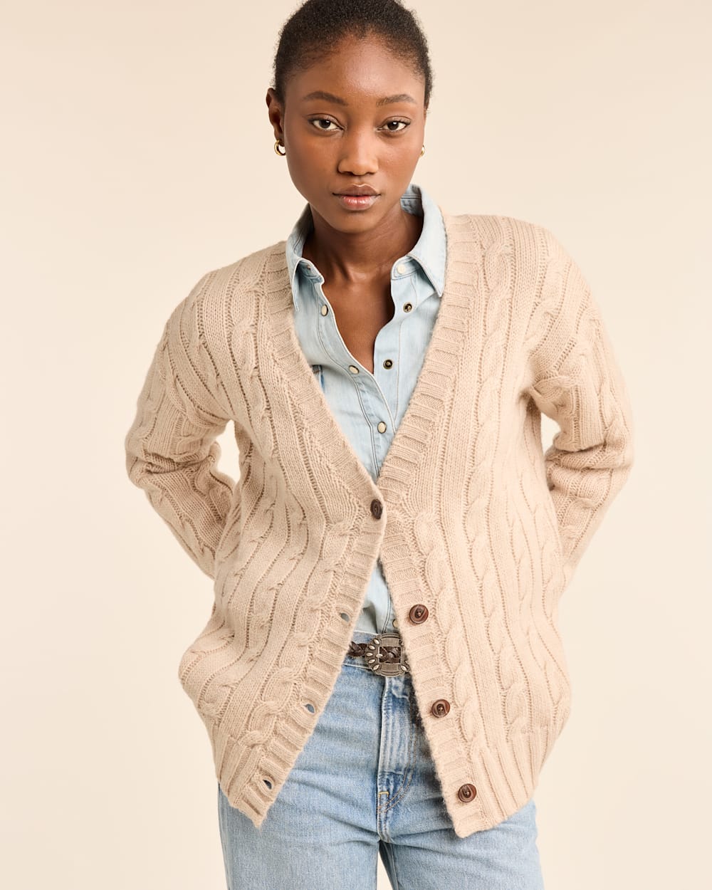 WOMEN'S SHETLAND COLLECTION FISHERMAN CARDIGAN