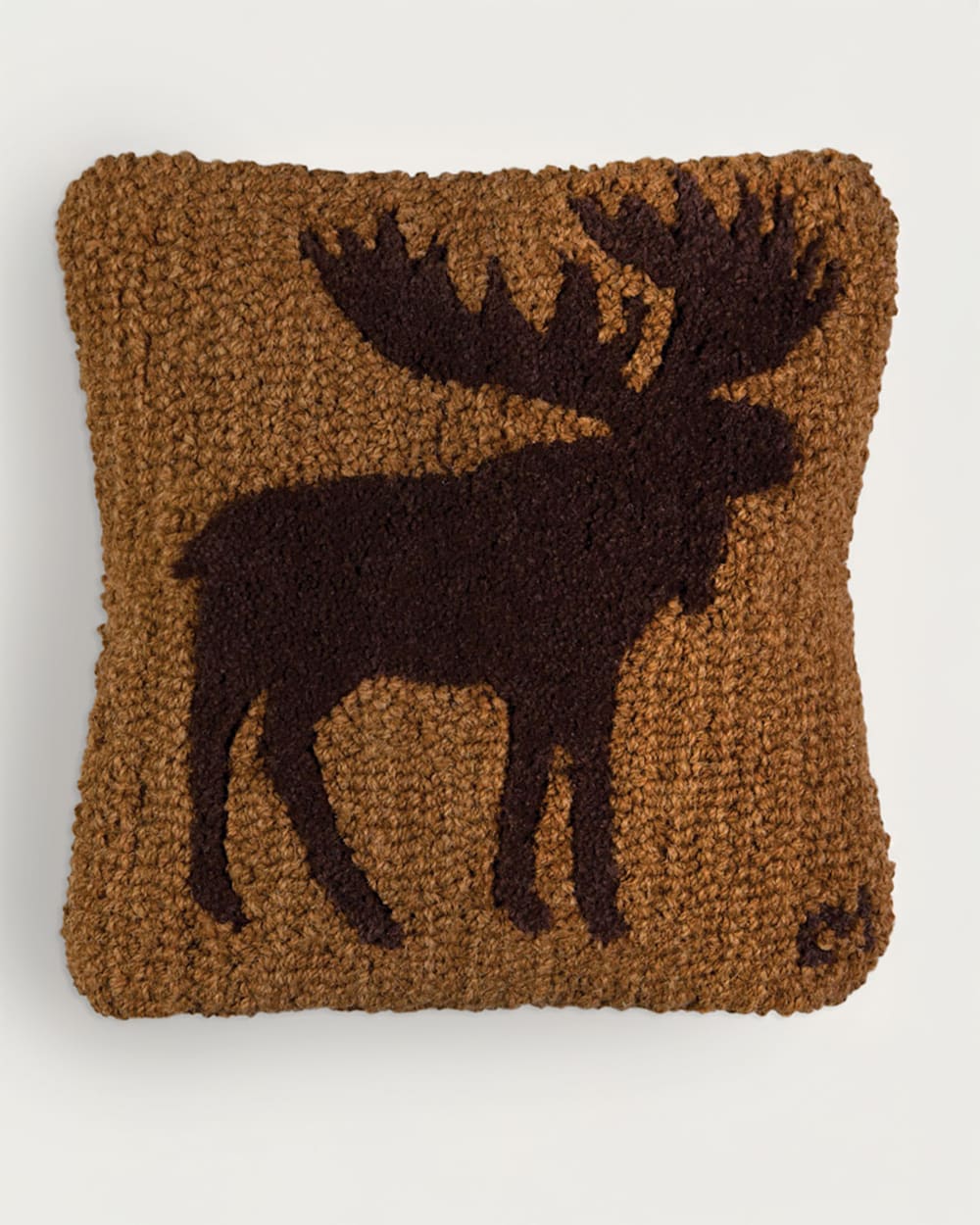 MOOSE HOOKED SQUARE PILLOW