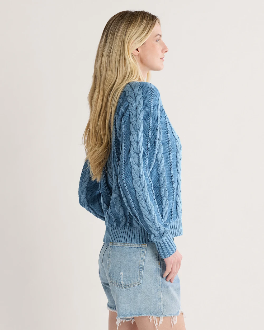 WOMEN'S COTTON CABLE CARDIGAN
