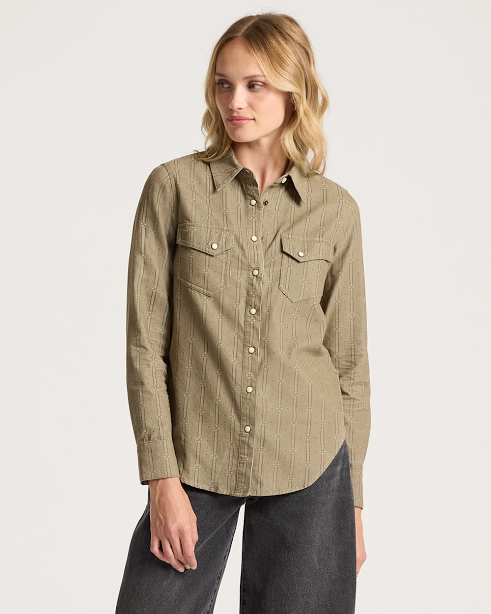 WOMEN'S PRINTED CORDUROY GAMBLER SHIRT