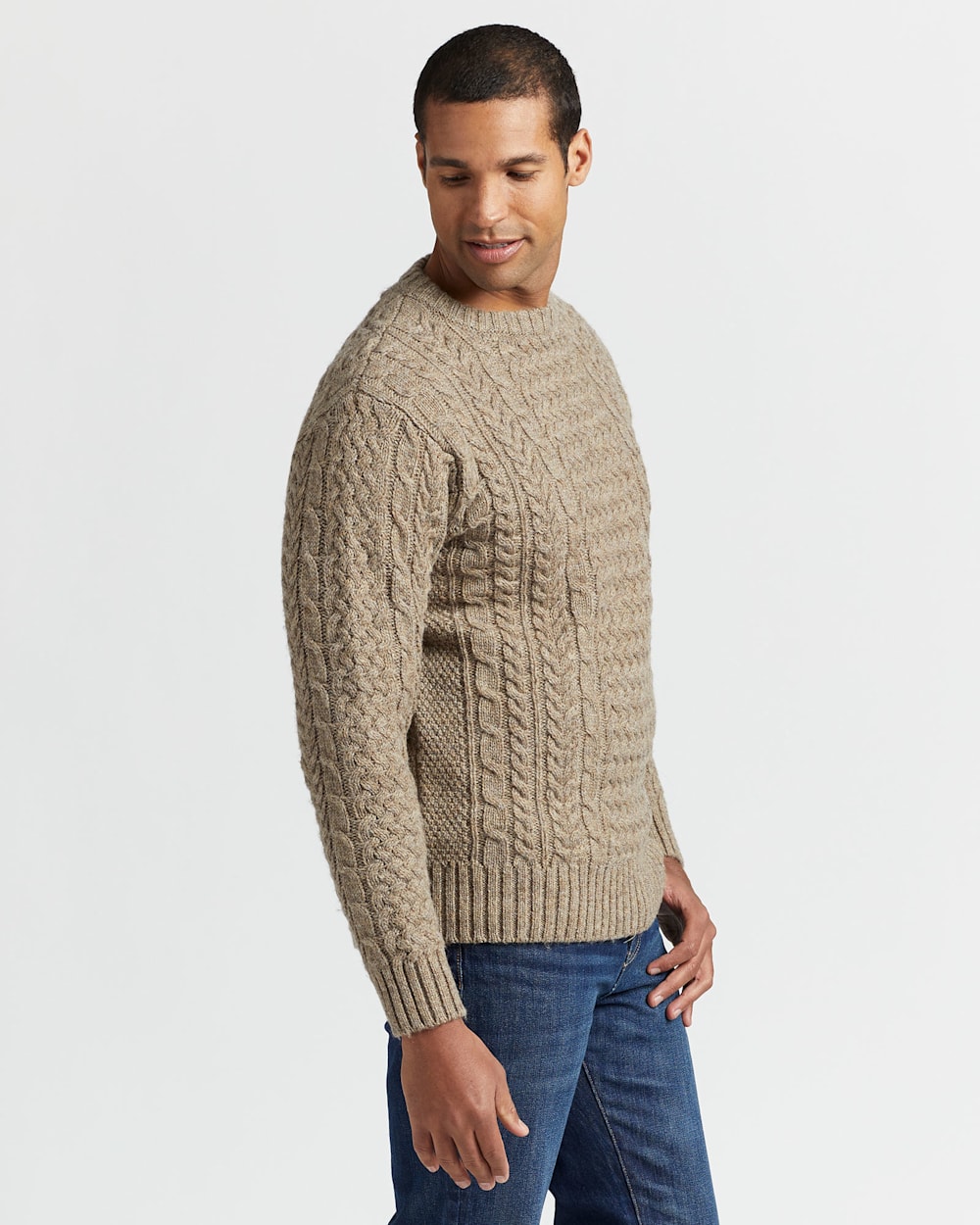 MEN'S SHETLAND COLLECTION FISHERMAN SWEATER