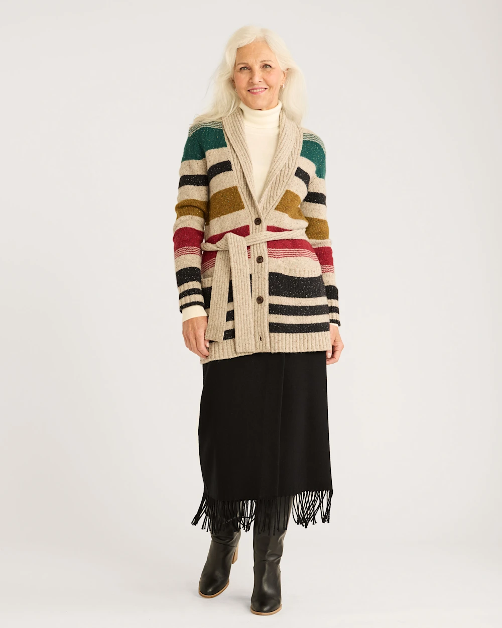 WOMEN'S CAMP STRIPE CARDIGAN