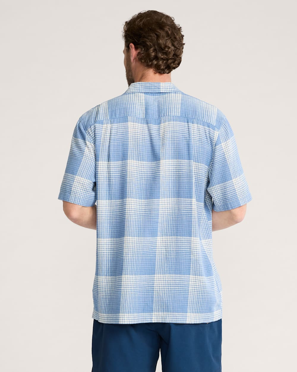 MEN'S PLAID LINEN CAMP SHIRT