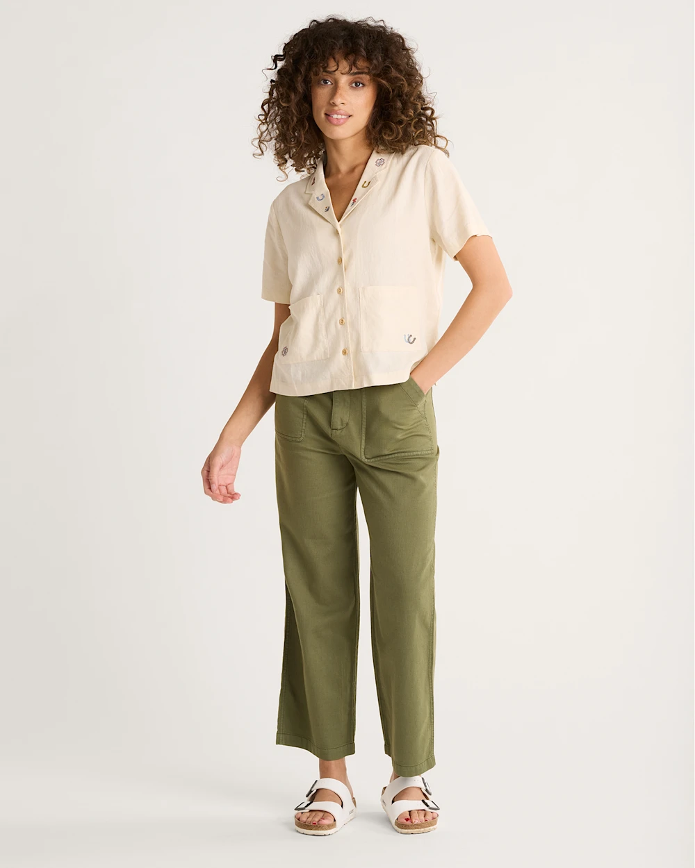 WOMEN'S EMBROIDERED LINEN SHIRT