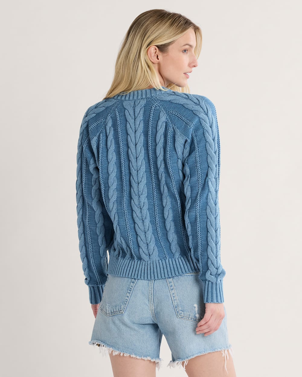 WOMEN'S COTTON CABLE CARDIGAN