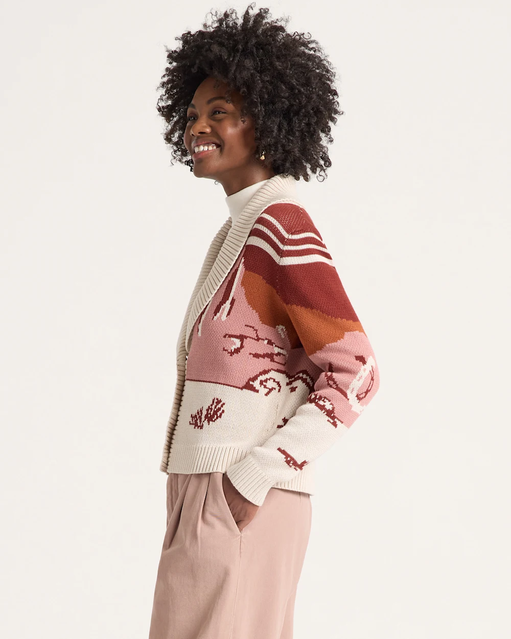 WOMEN'S WESTERN SCENIC COTTON CARDIGAN