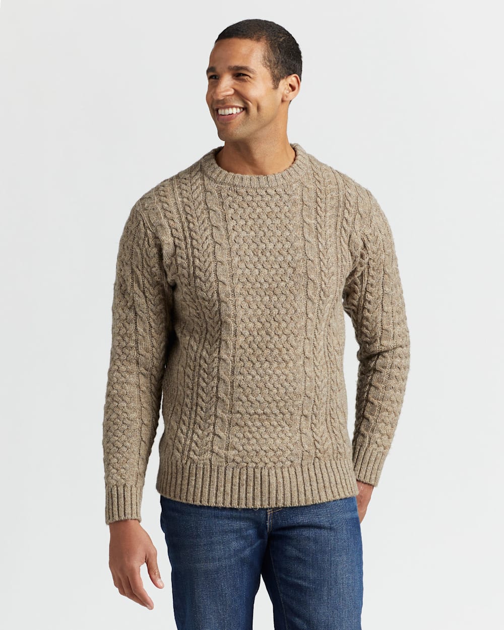 MEN'S SHETLAND COLLECTION FISHERMAN SWEATER