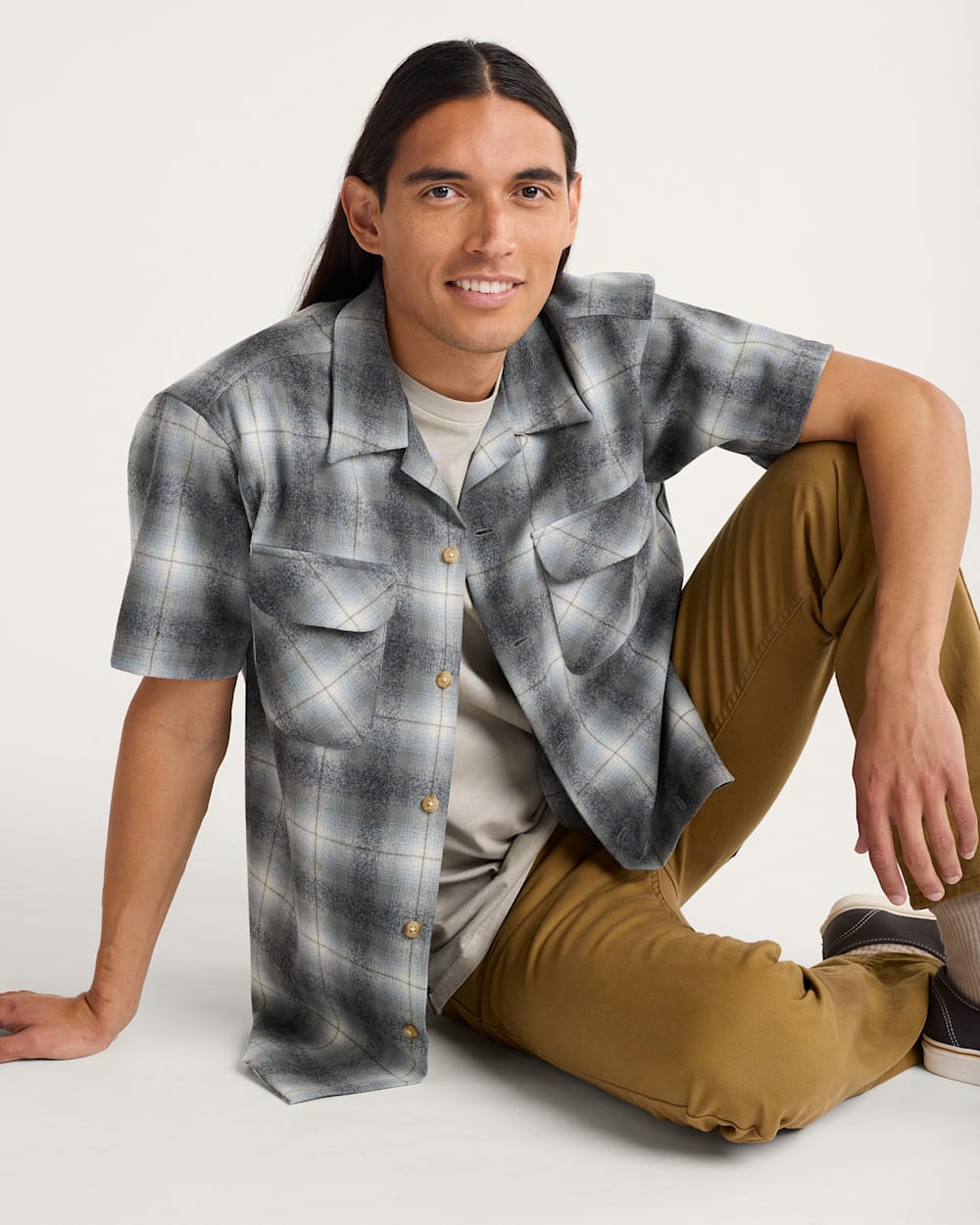 MEN'S SHORT-SLEEVE PLAID BOARD SHIRT